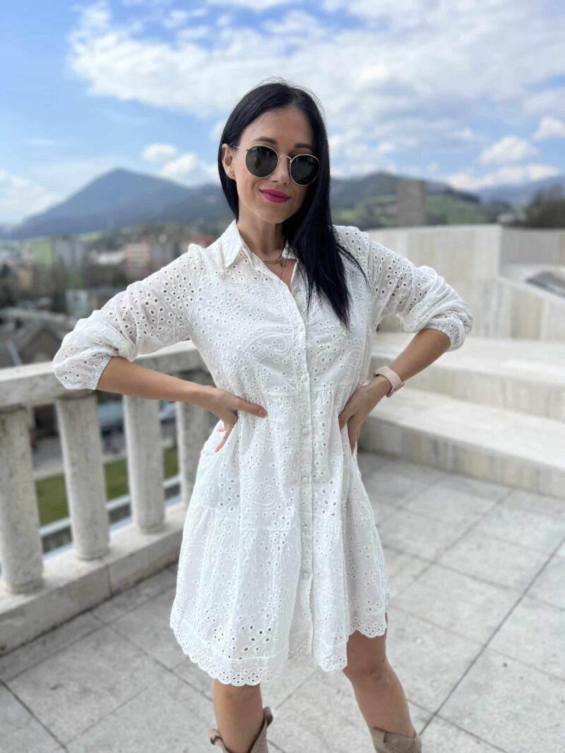 Evelyn madeira šaty biele