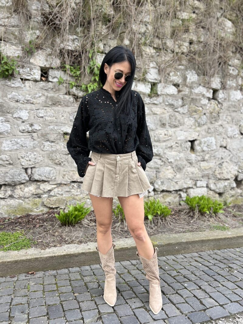 Skladaný skort khaki - Image 9