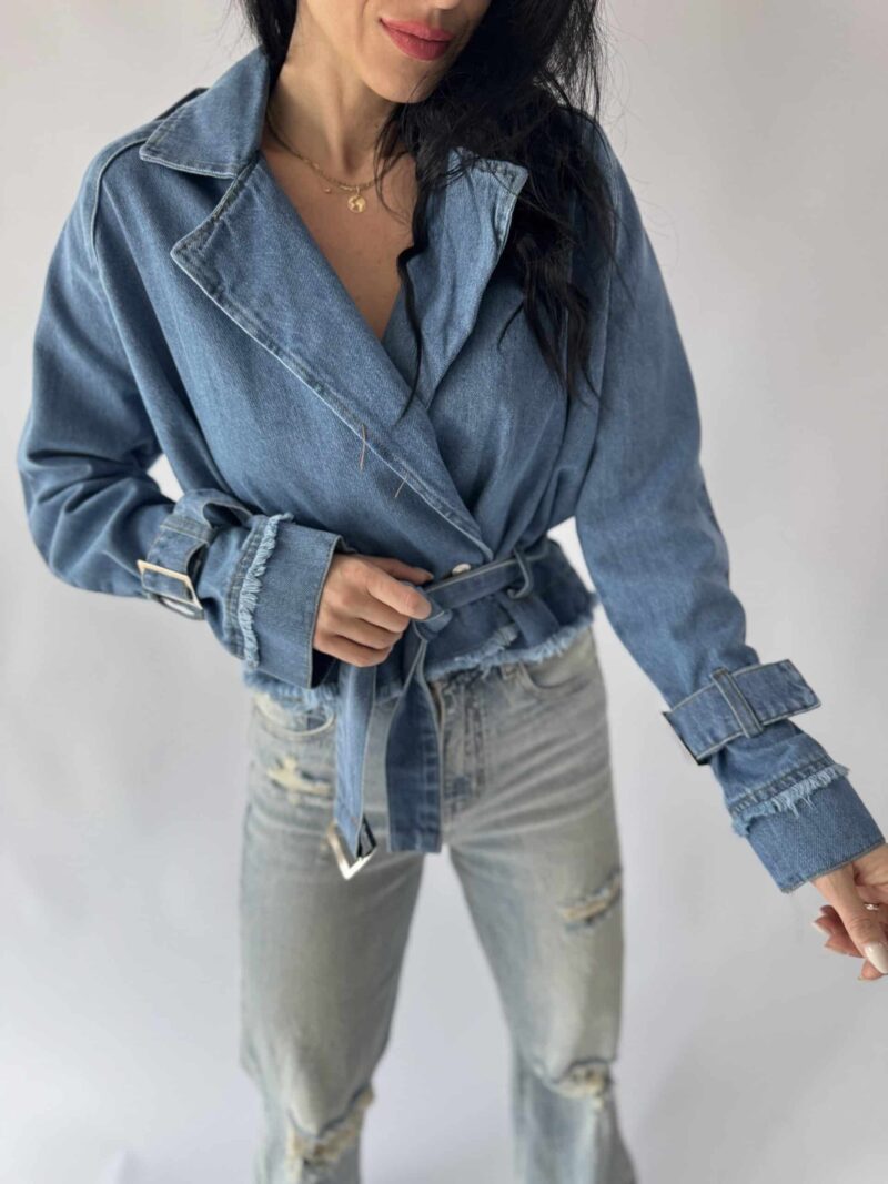 Denim trenčkot