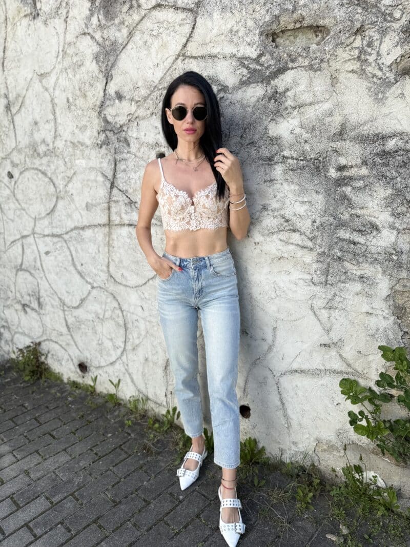 Krajkovaný bralet biely - Image 5