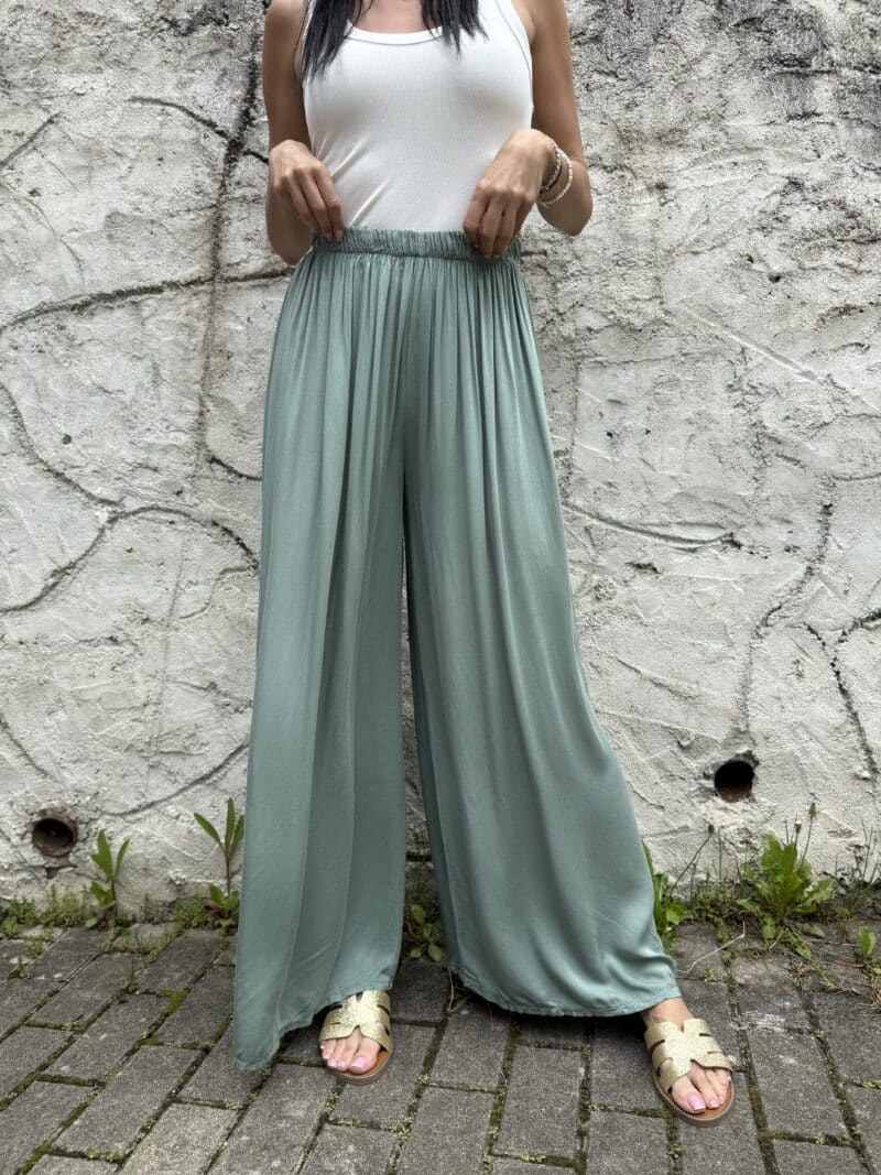 Viskózové nohavice khaki - Image 3