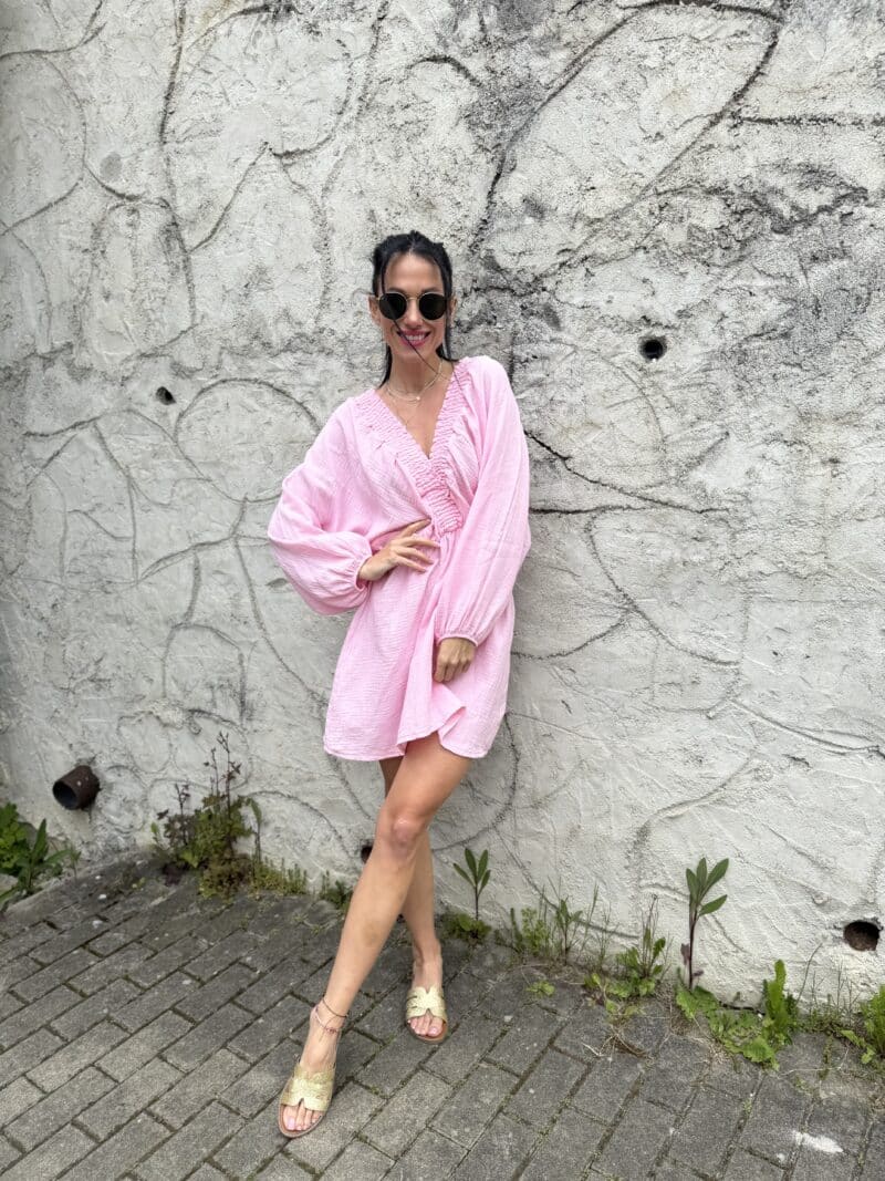 Mušelin šaty Tania ružové - Image 2