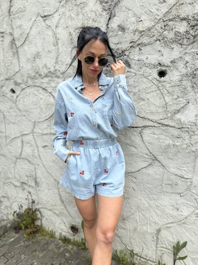 Denim komplet s kvietkami - Image 6