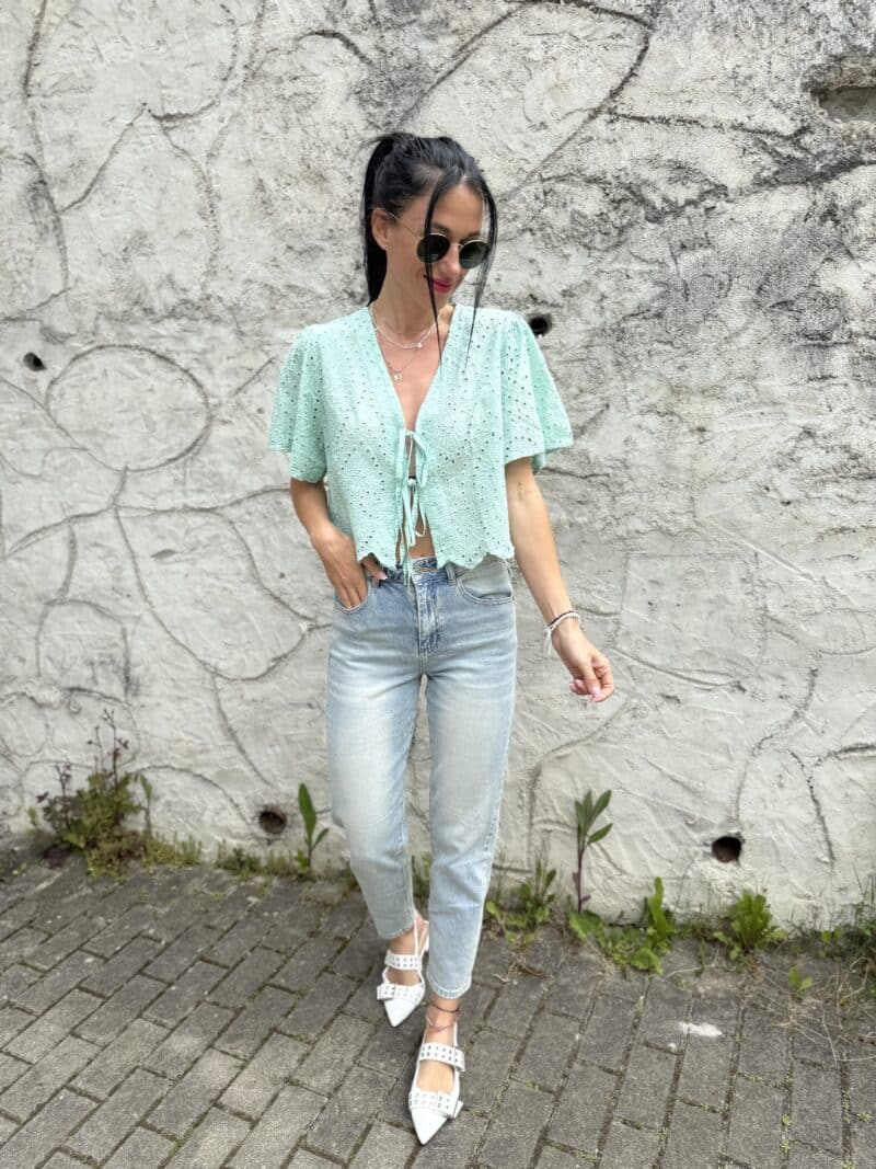 Madeira crop top na viazanie mint - Image 5
