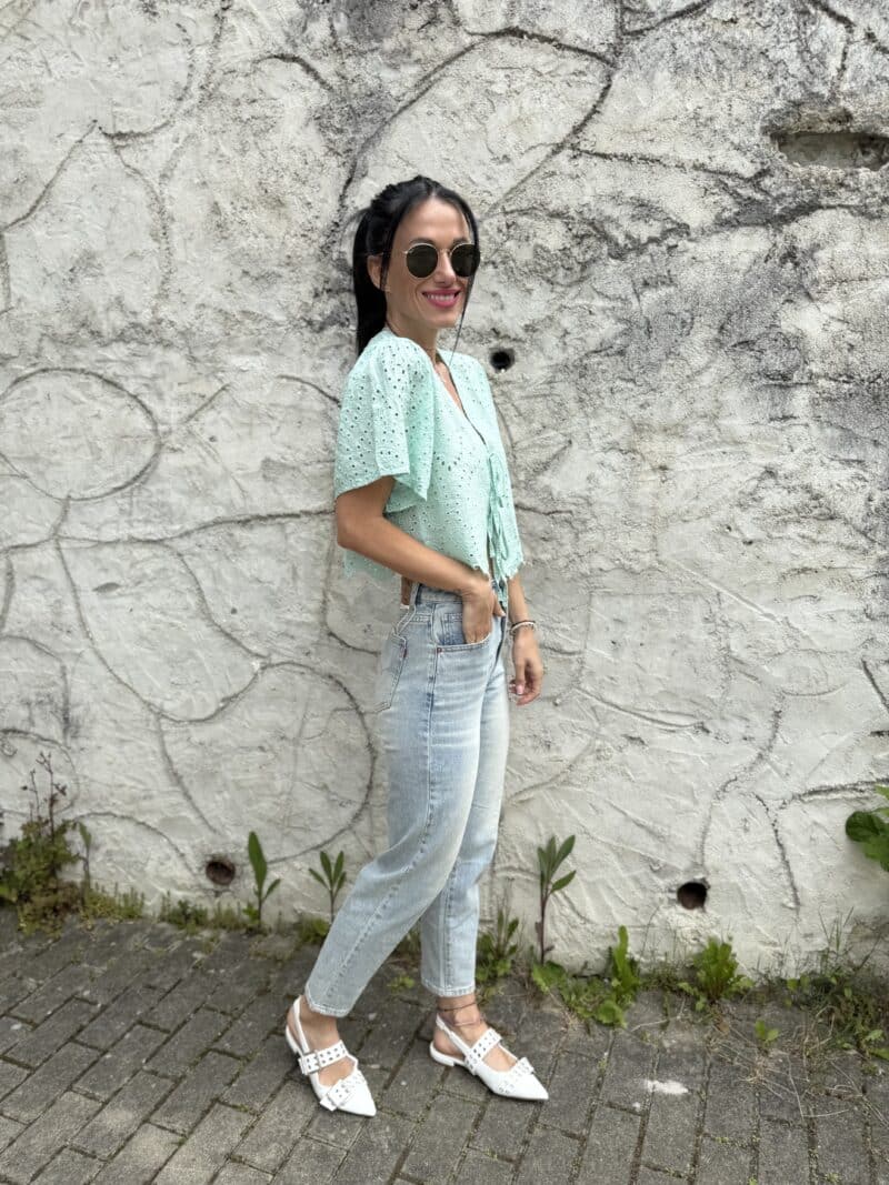 Madeira crop top na viazanie mint - Image 6
