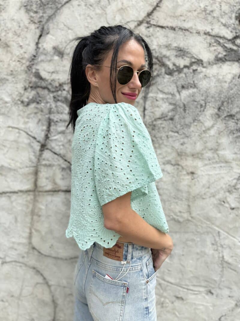 Madeira crop top na viazanie mint - Image 4