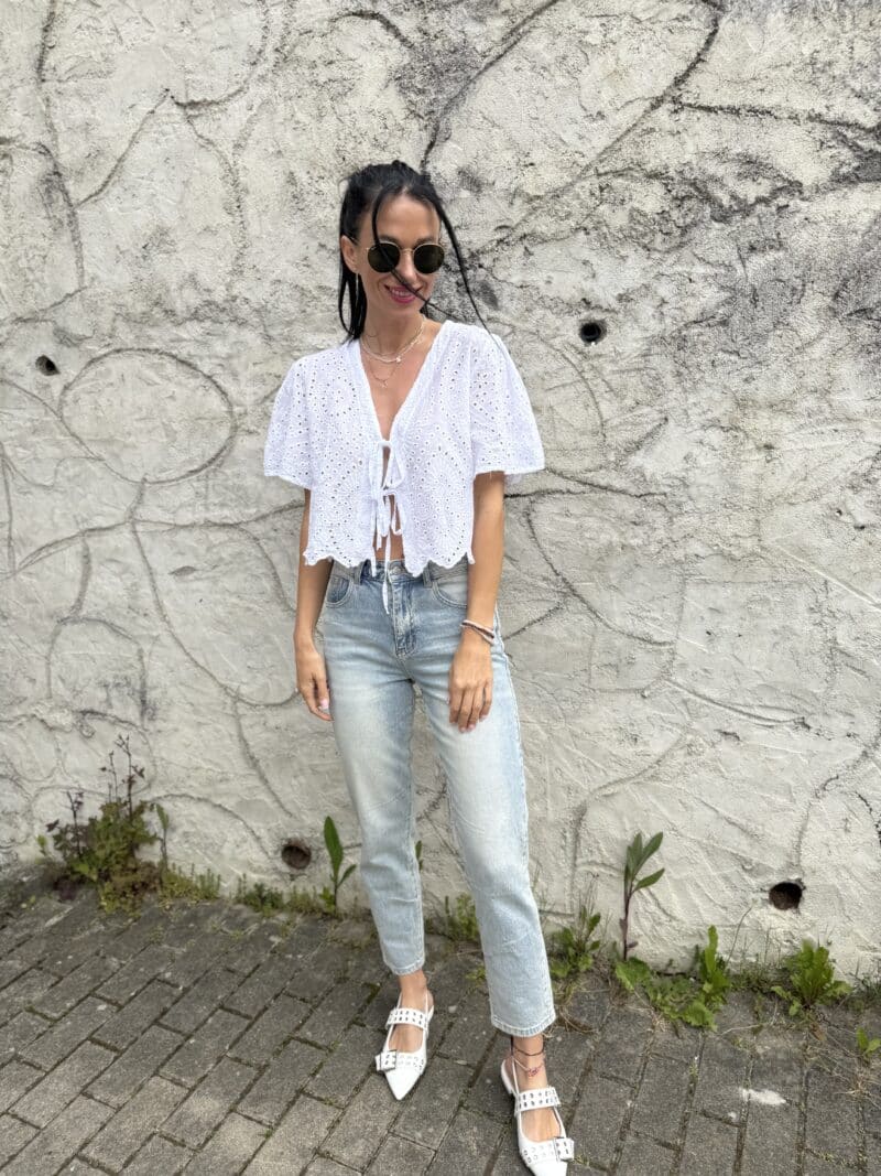 Madeira crop top na viazanie biely - Image 8