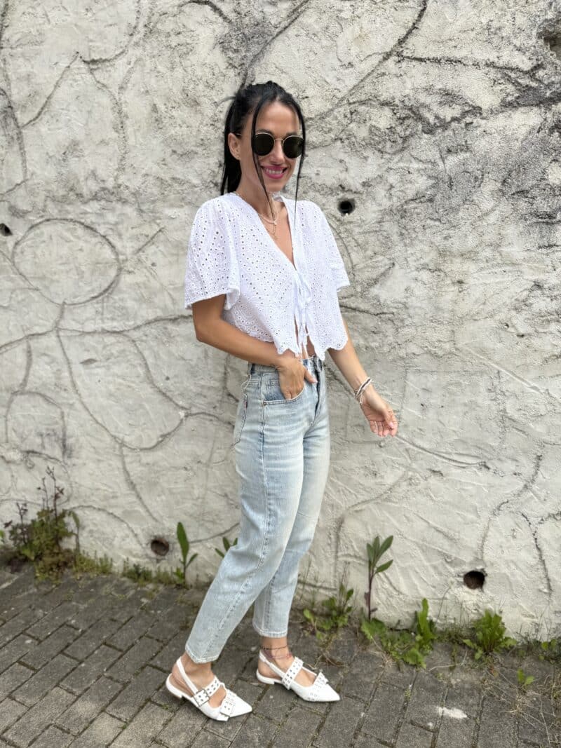 Madeira crop top na viazanie biely - Image 7