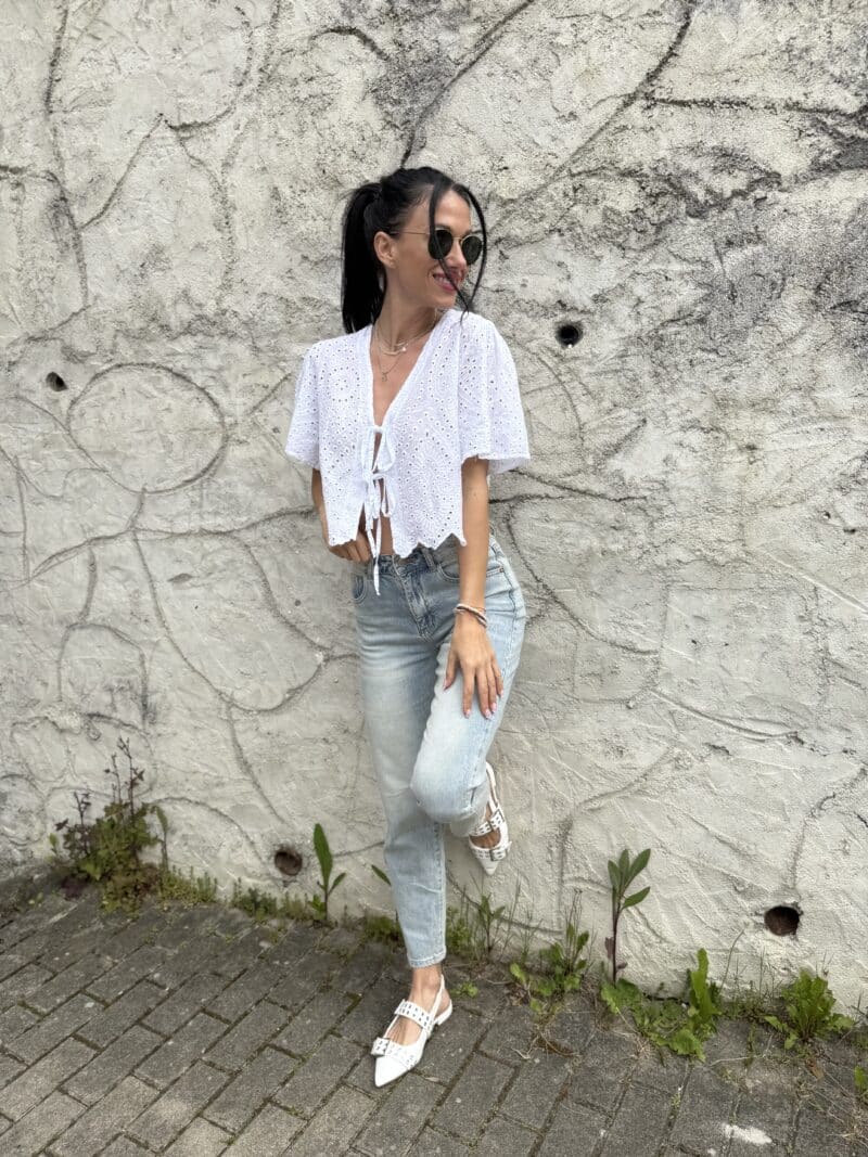 Madeira crop top na viazanie biely - Image 2