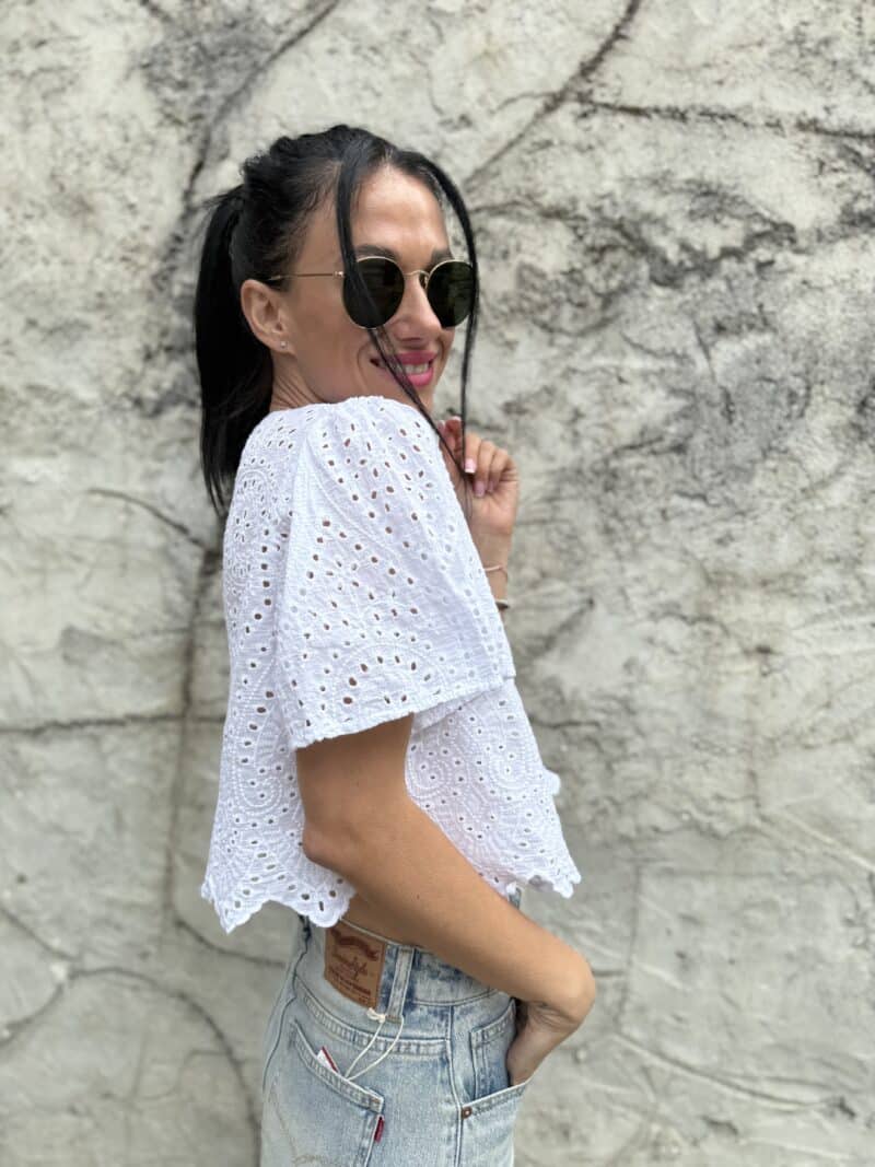 Madeira crop top na viazanie biely - Image 6