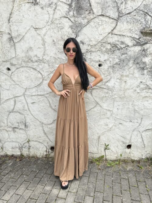 Viskózové šaty LYRA hnedé