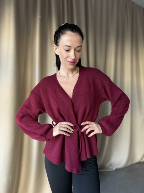 Sveter na viazanie VELA bordový