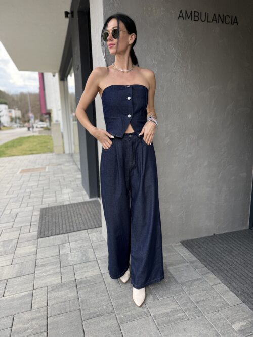 Denim komplet LILIEN tmavomodrý