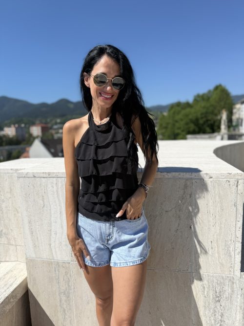 Top RUFFLES čierny