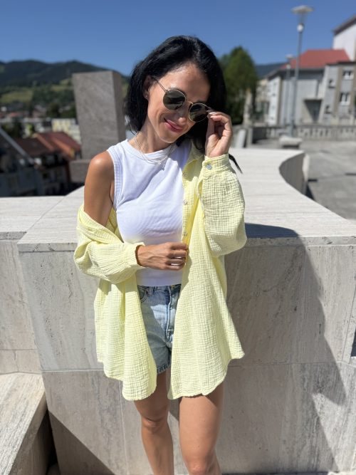 Mušelin košeľa oversize žltá