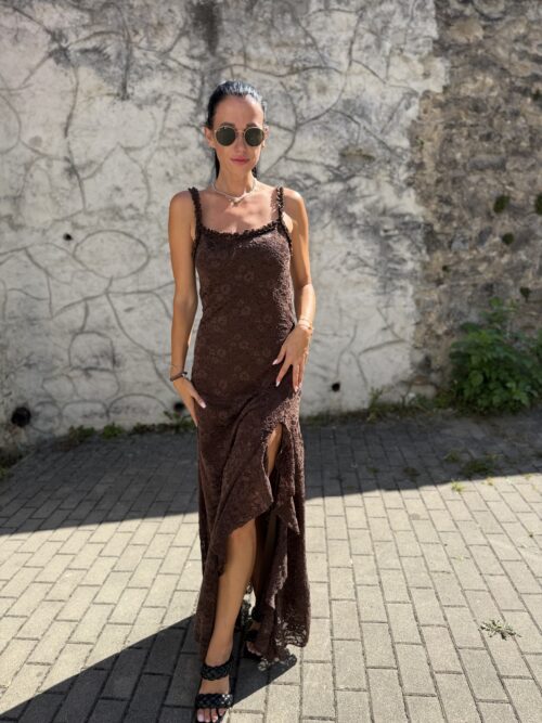 Čipkované šaty FLORENCE čokoládové